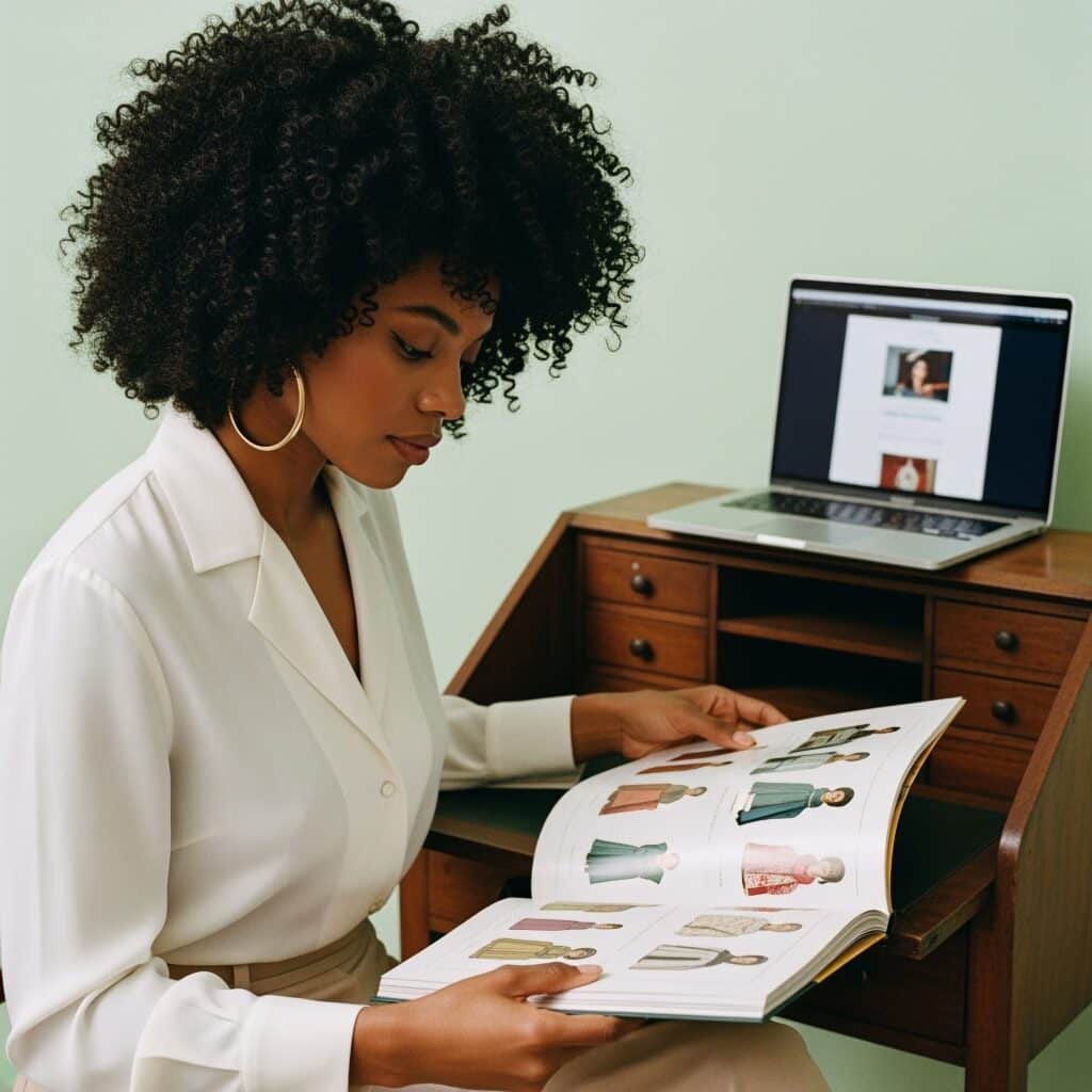 A person interactively Browse a physical catalog direct mail