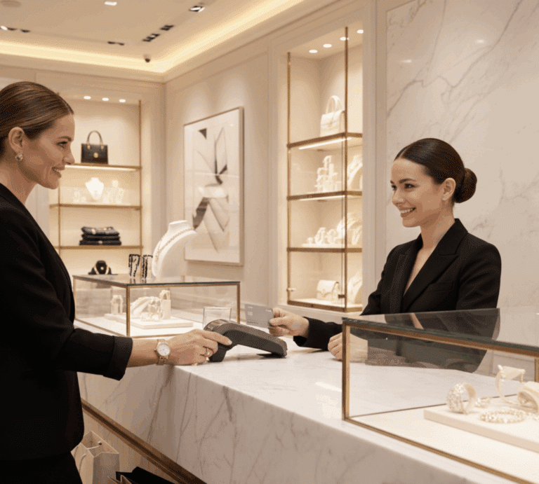 A customer at a point-of-sale, where crucial data is captured for a successful **database marketing** strategy.